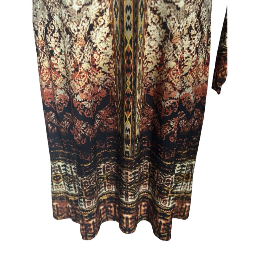 Women's size large brown multi colored long sleeve knee length dress - Picture 3 of 5